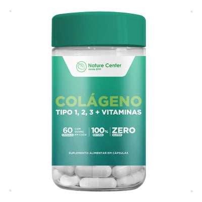 COLÁGENO TIPO 1,2,3 + VITAMINAS - 60 CAPSÚLAS - Cabelo e Pele Impecáveis